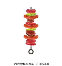 Roasting utensil with meat icon vector illustration design