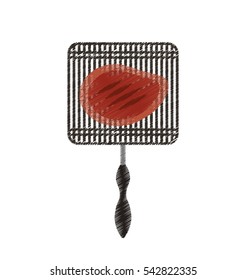 Roasting utensil with meat icon vector illustration design
