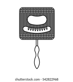 Roasting utensil with meat icon vector illustration design