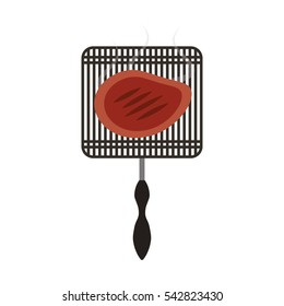 Roasting utensil with meat icon vector illustration design