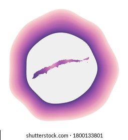 Roatan icon. Colorful gradient logo of the island. Purple red Roatan rounded sign with map for your design. Vector illustration.