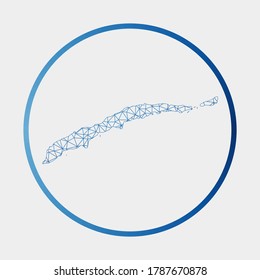 Roatan icon. Network map of the island. Round Roatan sign with gradient ring. Technology, internet, network, telecommunication concept. Vector illustration.