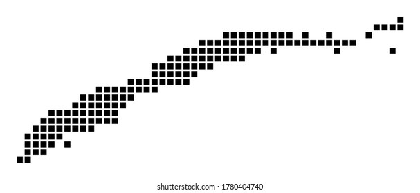 Roatan map. Map of Roatan in dotted style. Borders of the island filled with rectangles for your design. Vector illustration.