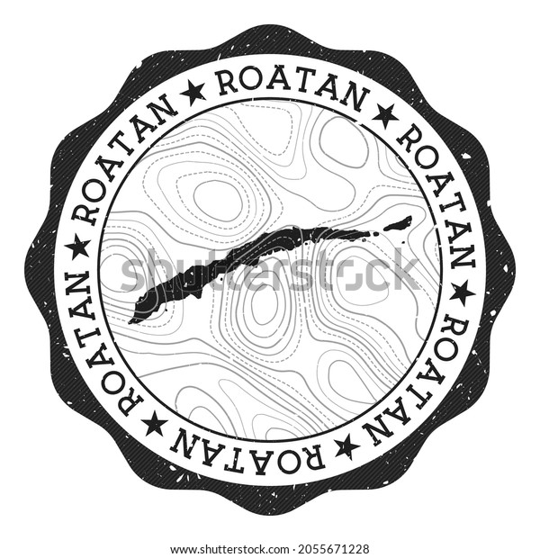 Roatan Outdoor Stamp Round Sticker Map Stock Vector (Royalty Free ...