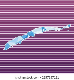 Roatan, Vektorgrafik. Roatan-Design auf Farbverlauf-Streifen-Hintergrund. Technologie, Internet, Netzwerk, Telekommunikationskonzept. Erstaunliche Vektorgrafik.