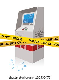 robbed atm with warning yellow ribbons