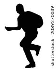 Robber in action silhouette vector on white background, social criminal.