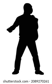 Robber in action silhouette vector on white background, social criminal.