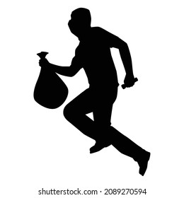 Robber in action silhouette vector on white background, social criminal.