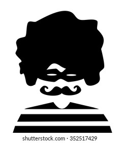 robber with afro and handlebar mustache