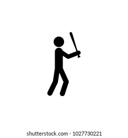 robber with a bat in his hands icon. Illustration of a criminal scenes icon. Premium quality graphic design icon. Signs and symbols collection icon for websites, web design, mobile on white background