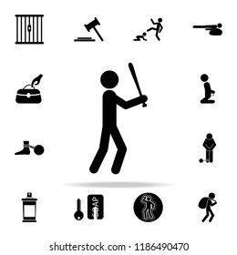 robber with a bat in his hands icon. Crime icons universal set for web and mobile