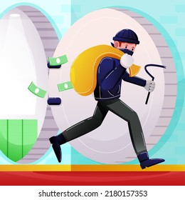 The robber broke into the bank and took the money and escaped from the police