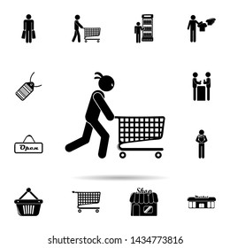 robber with a cart icon. Universal set of shop for website design and development, app development