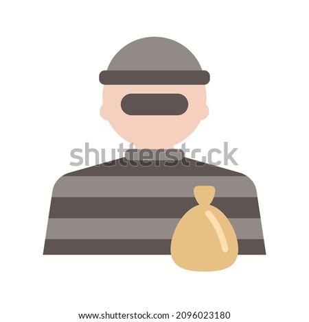 Robber flat icon. Clipart cartoon illustration. Vector sign for mobile app and web sites. 