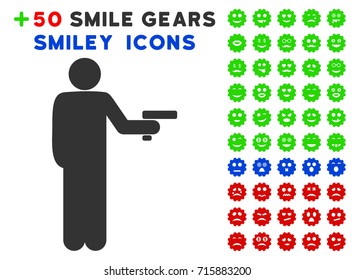 Robber With Gun icon with colored bonus facial icon set. Vector illustration style is flat iconic symbols for web design, app user interfaces, messaging.