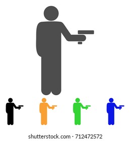 Robber With Gun icon. Vector illustration style is a flat iconic robber with gun symbol with black, gray, green, blue, yellow color variants. Designed for web and software interfaces.