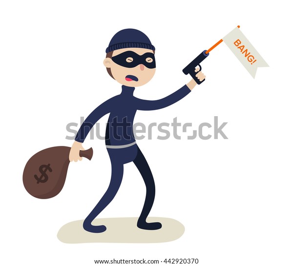 Robber Gun Money Bag Crime Concept Stock Vector (royalty Free) 442920370