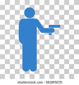 Robber With Gun vector icon. Illustration style is a flat iconic cobalt symbol on a transparent background.