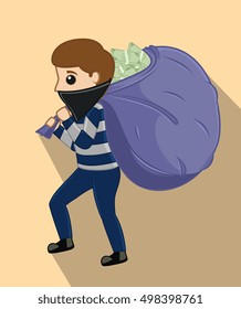 Robber Holding a Money Bag