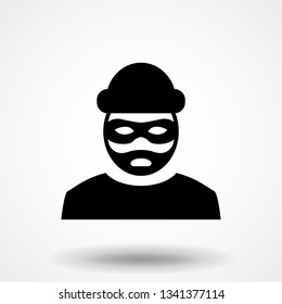 Robber icon. Bandit symbol isolated on white background. Vector illustration.