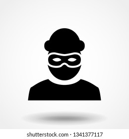 Robber icon. Bandit symbol isolated on white background. Vector illustration.