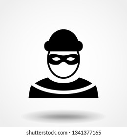 Robber icon. Bandit symbol isolated on white background. Vector illustration.