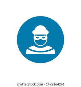 Robber icon. Bandit symbol isolated on white background. Vector illustration.