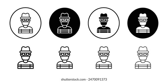 Robber icon depicting criminal activity and theft prevention, suitable for security services, crime prevention programs, and law enforcement