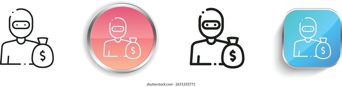 robber icon. Thin Linear, Regular and Button Style Design Isolated On White Background