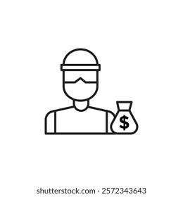 Robber icon Vector flat thin line illustration