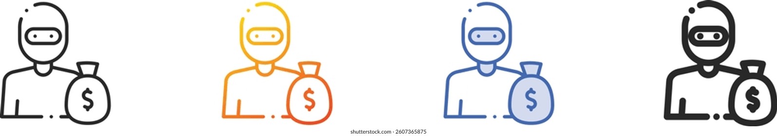 robber icon.Thin Linear, Gradient, Blue Stroke and bold Style Design Isolated On White Background