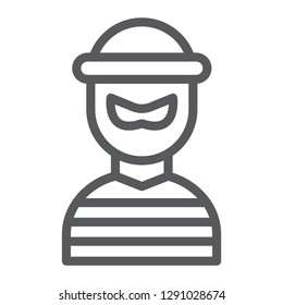Robber line icon, burglar and criminal, bandit sign, vector graphics, a linear pattern on a white background, eps 10.