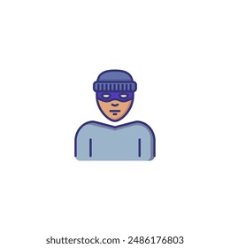 Robber line icon. Masked burglar in scull cap. Justice concept. Can be used for topics like law enforcement, crime, robbery