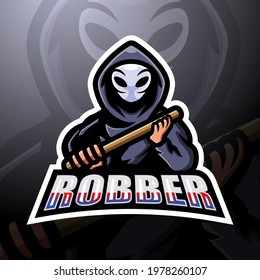 Robber mascot esport logo design
