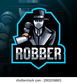 Plantillas de diseño de compatibilidad de logotipo de mascota Robber