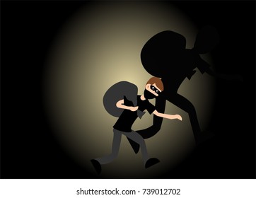 Robber in mask carrying a sack