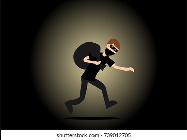 Robber in mask carrying a sack