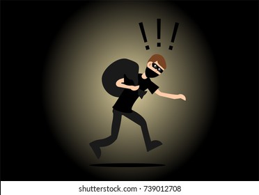 Robber in mask carrying a sack
