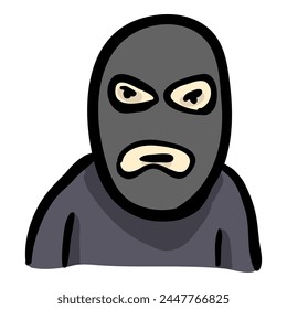 Robber in the Mask - Hand Drawn Doodle Icon