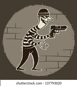 Robber in mask retro 01, vector