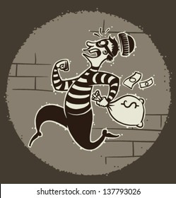 Robber in mask retro 02, vector