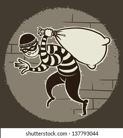 Robber in mask retro 06, vector