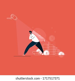 The robber with Moneybag under cctv camera, Thief stock illustration