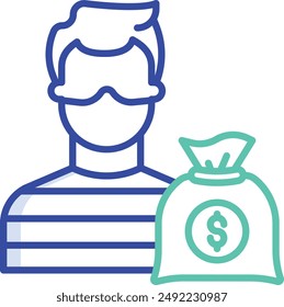 robber outline color vector illustration