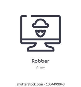 robber outline icon. isolated line vector illustration from army collection. editable thin stroke robber icon on white background