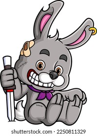 The robber rabbit holding samurai of illustration
