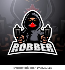 Robber Shooter Mascot Esport Logo Design Stock Vector (Royalty Free ...