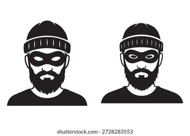 Conjunto de iconos de silueta de ladrón Vector