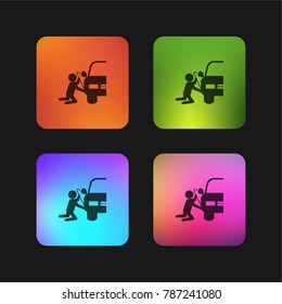 Robber silhouette trying to steal car part four color gradient app icon design